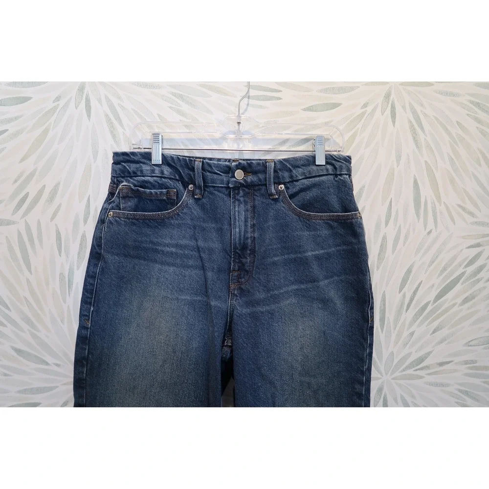 Good American Good 90s Cropped Relaxed Denim Jeans Size 27 Mid Rise Baggy - Picture 8 of 9